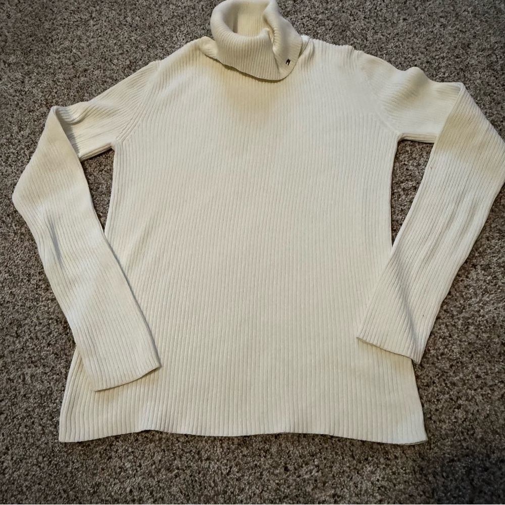 Tommy Hilfiger Sweater women’s small cream white turtleneck sweater ribbed